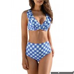 Beautife Womens PlaidBikini Swimsuits Ruffles Flounce Cute Two Piece High Waisted Bathing Suits Blue B07L2LF256